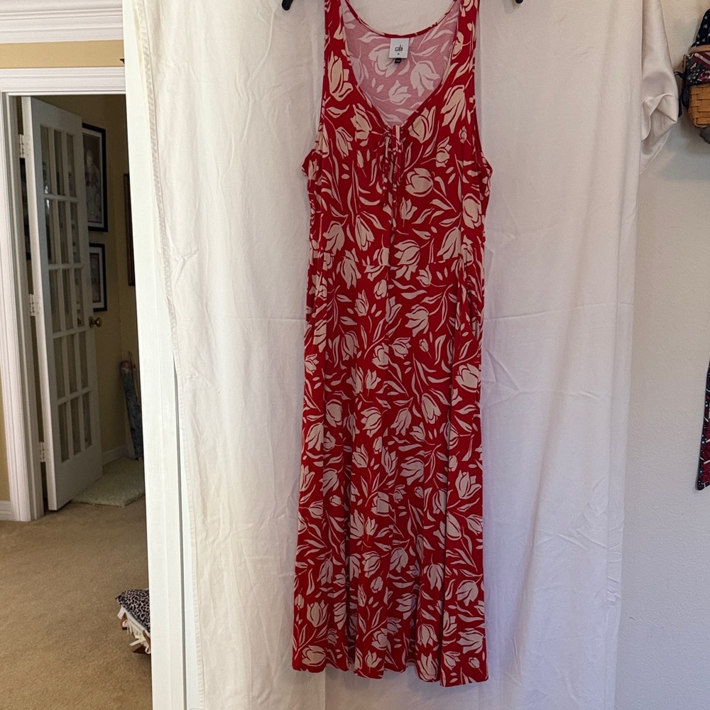 CAbi Pink and Cream Floral Dress